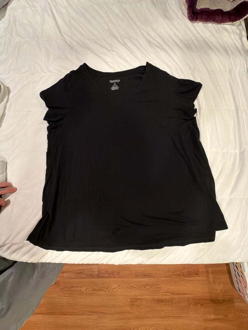 Jones & Co T-Shirt Size 2X Black Flutter Short Sleeve Scoop Neck Top